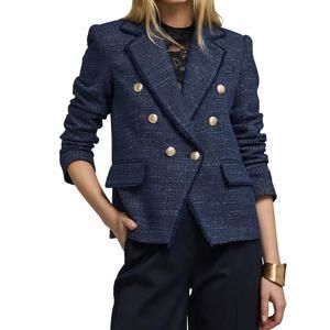 NEW GENERATION LOVE eliza tweed blazer in navy blue